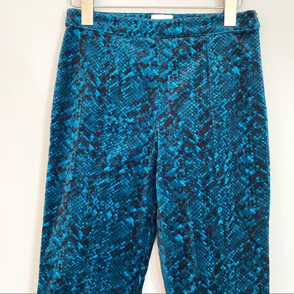 Misa Los Angeles New Blue Snake Animal Straight Velvet Pants Metallic Size 0 XS - Picture 2 of 10